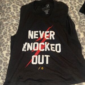 Black 'Never Knocked Out' Graphic Tank Top